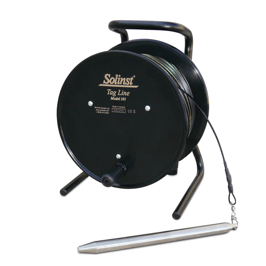 PRM Filtration Shopify CDN. Verified via Read: Solinst Tag Line Model 103 black reel on stand with laser-marked cable +