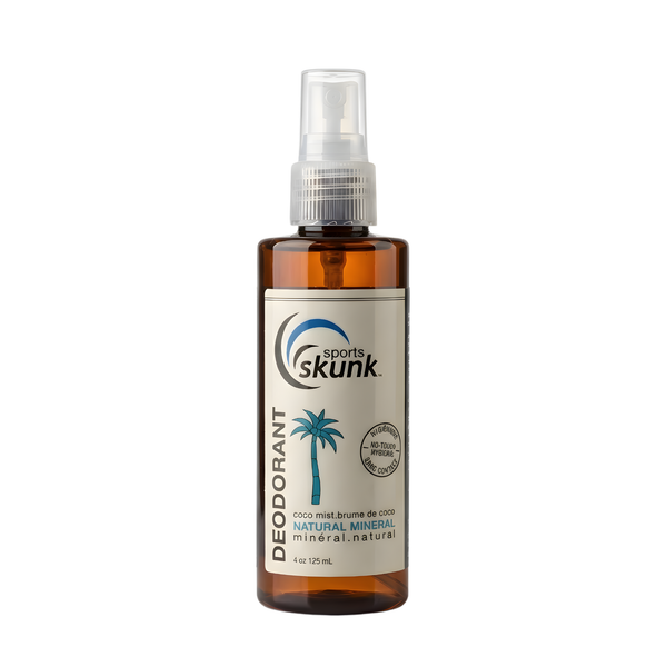 SPORTS SKUNK Natural Mineral Deodorant - Coco Mist scent, aluminum-free plant-based sports deodorant, Made in Canada