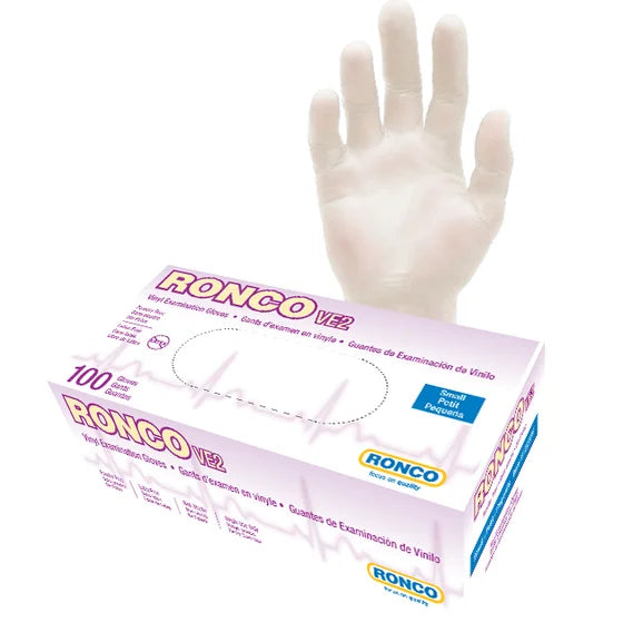RONCO VE2 Clear Vinyl Examination Gloves — Safety Glove