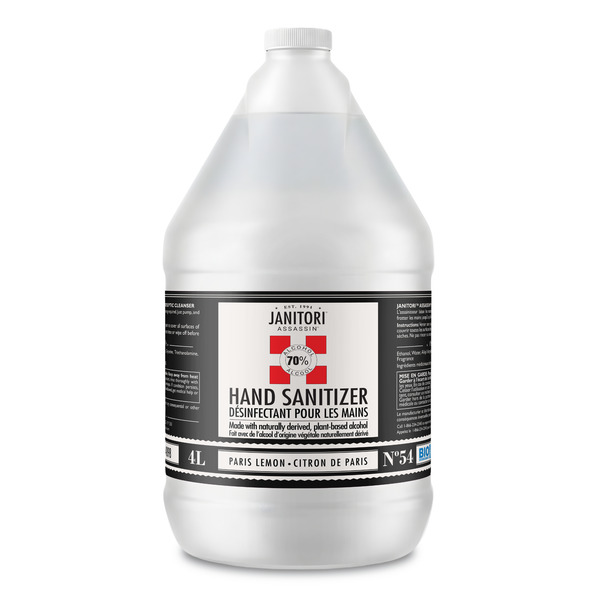 JANITORI Hand Sanitizer No.54 4L - Health Canada approved 70% alcohol gel sanitizer, Made in Canada