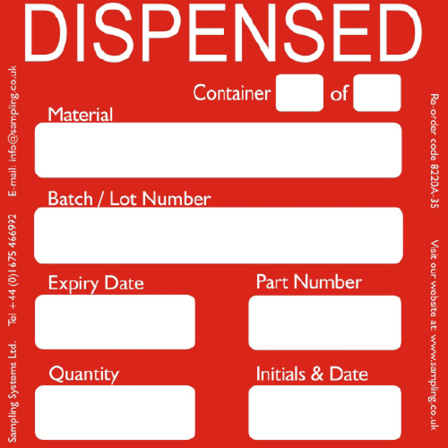 "Dispensed" Quality Control Labels