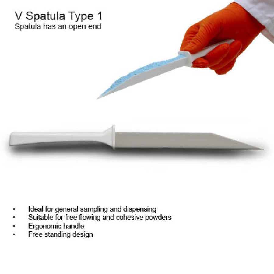 White PS Standard Width Blade SteriWare® V-Spatula (OPEN)