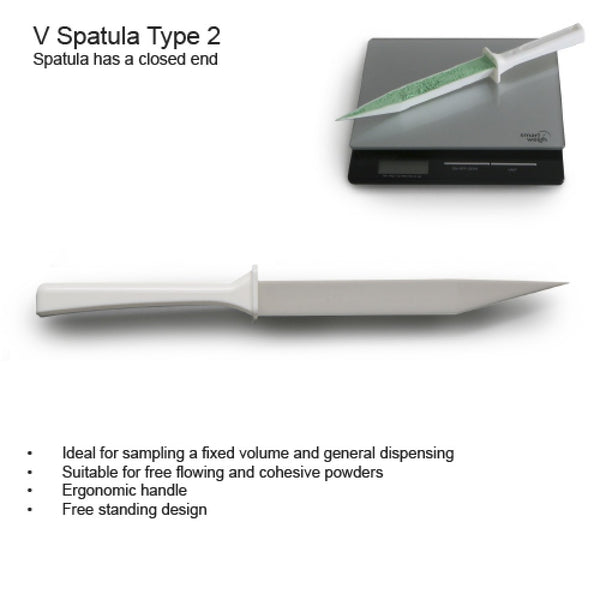 White PS Standard Width Blade SteriWare® V-Spatula (CLOSED)