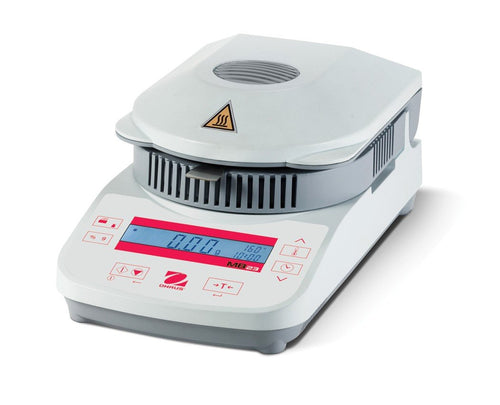 Ohaus MB23 moisture analyzer, closed-lid front-left view matching ERE PDP framing. DSC Balances Shopify CDN original, re