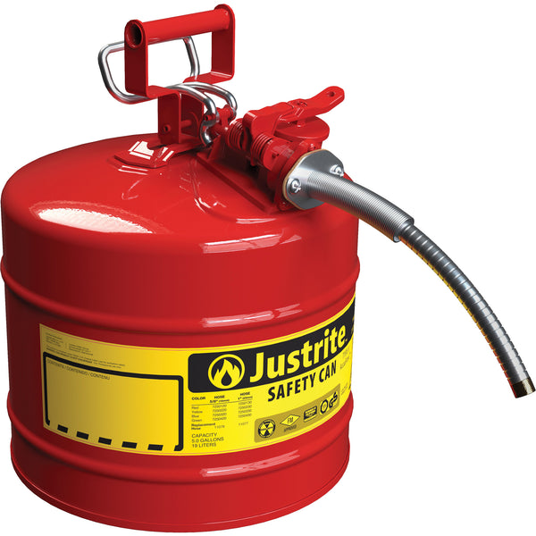 Justrite AccuFlow Safety Cans, Type II, Steel, FM Approved/UL/ULC Listed