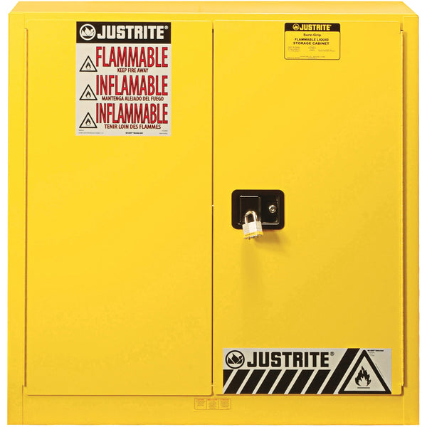 Justrite Sure-Grip EX Flammable Safety Cabinet, 30 gal., 2 Door, 36" W x 35" H x 24" D