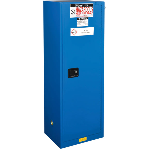 Justrite Sure-Grip Ex Hazardous Material Slimline Safety Cabinets, 22 gal., 23.25" x 65" x 18"