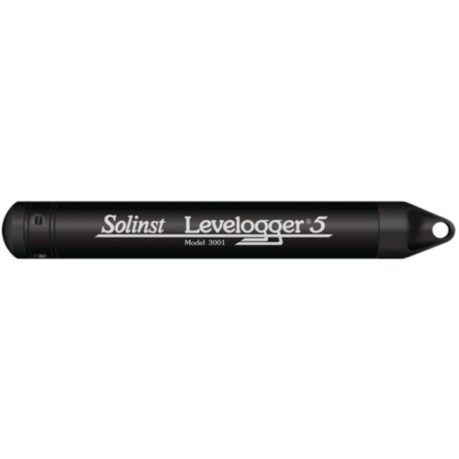 Shopify distributor (activatedcarbondepot.com) main product image. Read-confirmed: black cylindrical Solinst Levelogger