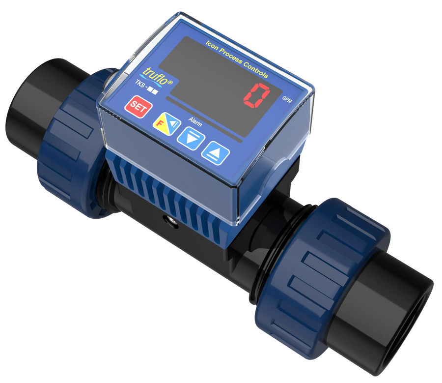 Icon TKS In-Line Paddle Wheel Flow Meter with Pulse and Relay Output