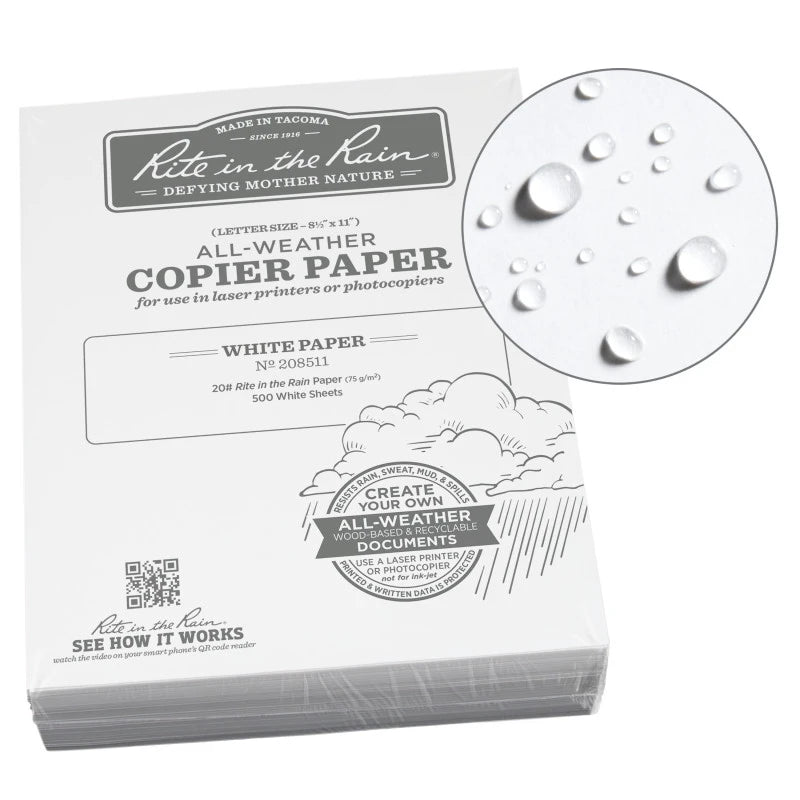 8.5″ x 11″ Rite in the Rain All-Weather Bulk Printer Paper — Field Notebook