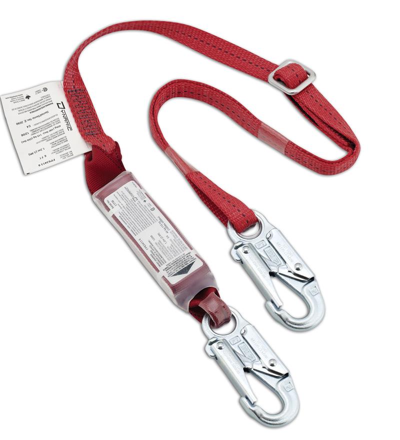 6ft Dyna-Pak Adjustable Single Leg Lanyard With E4 Energy Absorber Snap Hook Connector Harness & Snap Hook Connector Anchorag