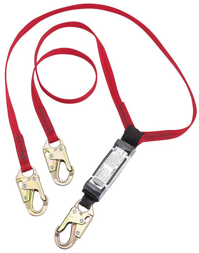 Dyna-Pak Double Leg Y-Lanyard With E6 Energy Absorber Snap Hook Connector Harness & Snap Hook (2) Connector Anchorage — Fall