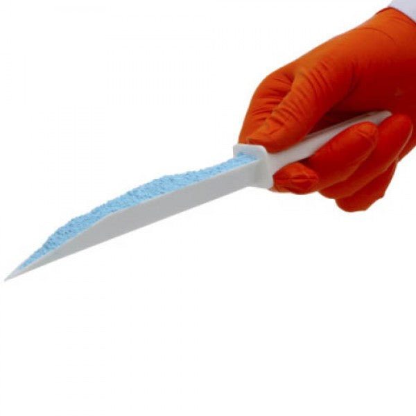 White PS Standard Width Blade SteriWare® V-Spatula (OPEN) — Laboratory Tool