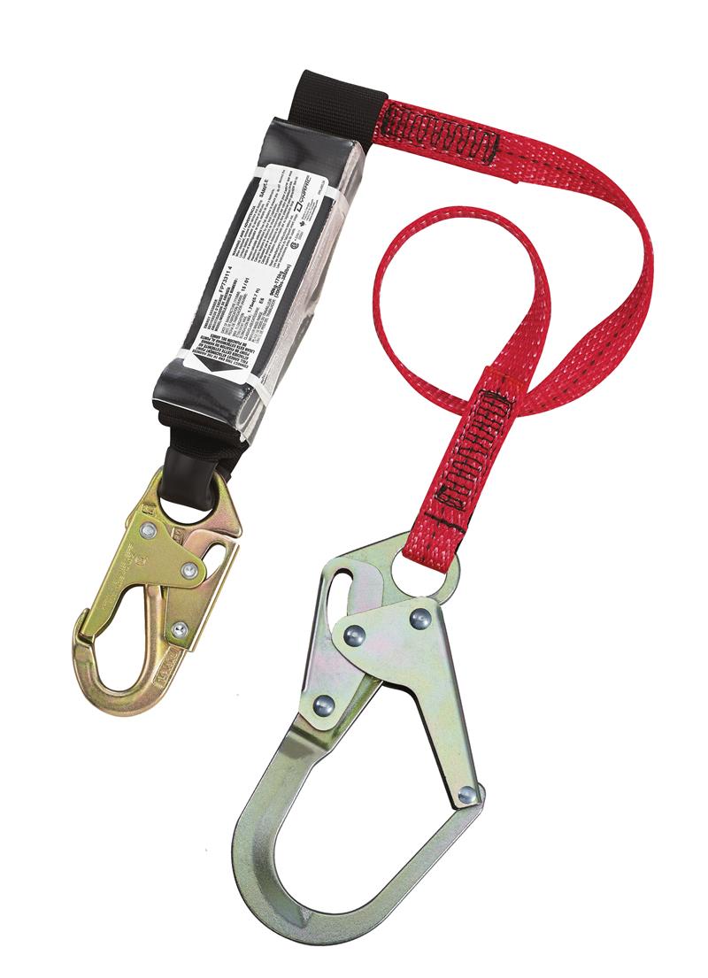 Dyna-Pak Single Leg Fixed Length Lanyard With E6 Energy Absorber Snap Hook Connector Harness &Rebar Hook Connector Anchorage