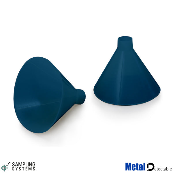 Blue PP Metal Detectable SteriWare® Powder Funnel — Powder Sampler