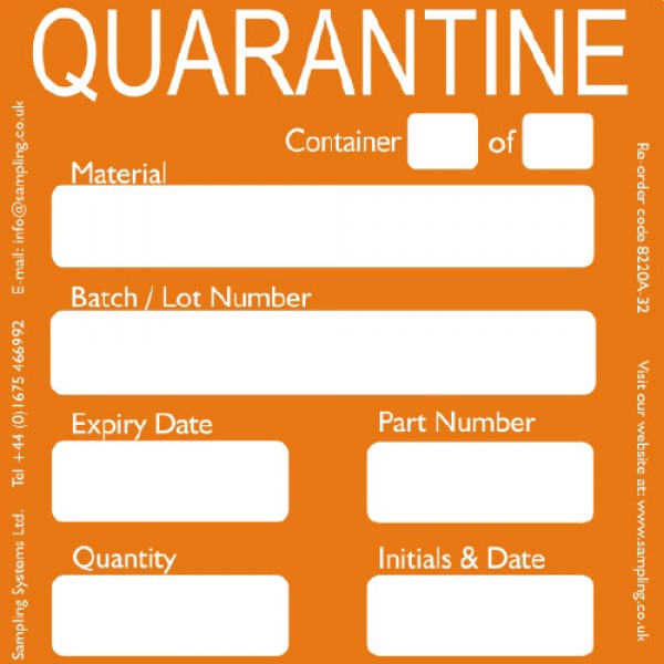 "Quarantine" Quality Control Labels — Quality Control Label