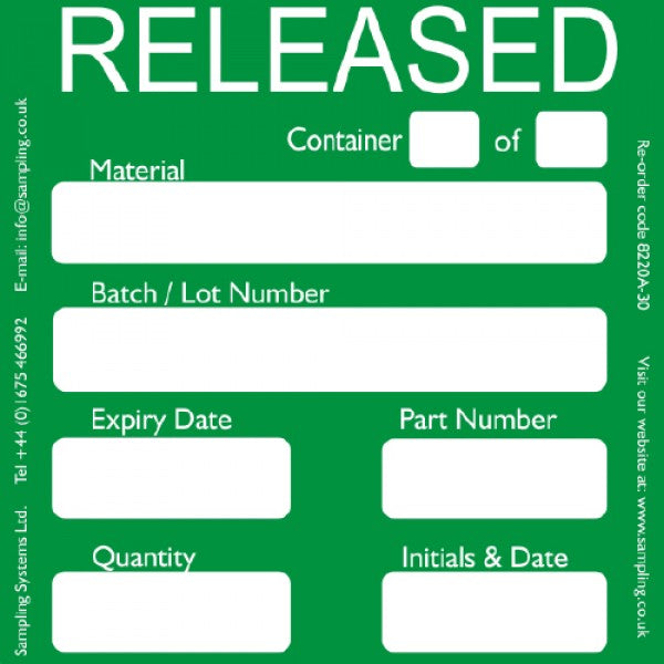 "Released" Quality Control Labels — Quality Control Label