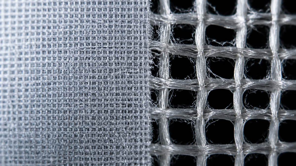 Macro view of filter bag mesh pore structure showing micron rating differences