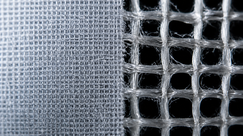 Macro view of filter bag mesh pore structure showing micron rating differences