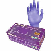 Grand & Toy CDN. Correct product: RONCO BLURITE PLUS nitrile exam gloves, purple box + glove on white bg. Verified via R