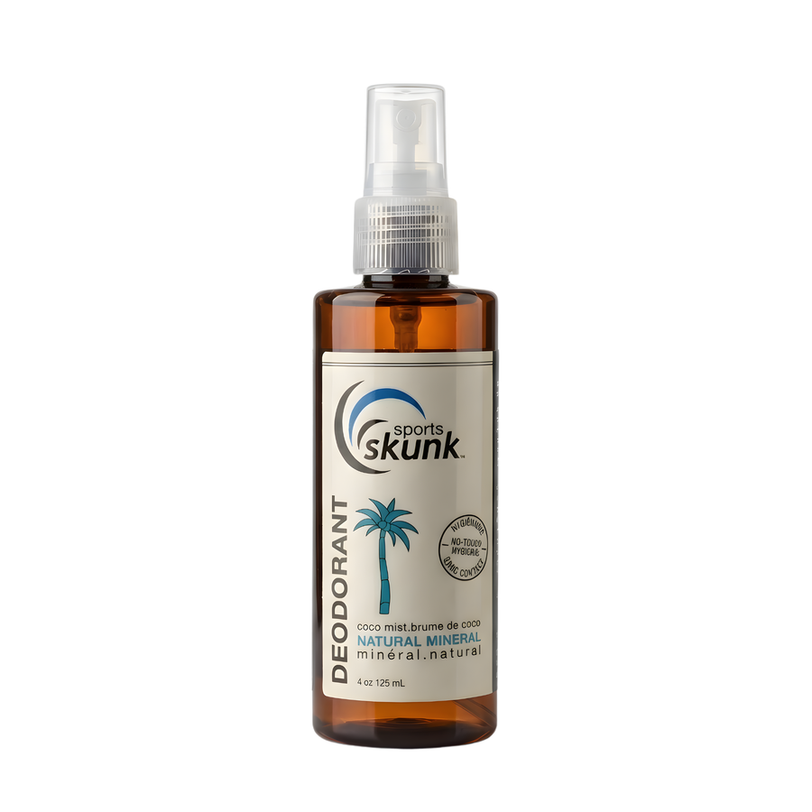 SPORTS SKUNK Natural Mineral Deodorant - Coco Mist scent, aluminum-free plant-based sports deodorant, Made in Canada