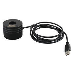Solinst Desktop Reader 5 USB Assembly (black cylindrical optical reader puck w/ gold Solinst logo + coiled HI-SPEED USB 