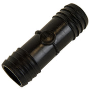 Black HDPE straight barb-x-barb hose connector from U.S. Plastic Corp (item 22930, image base 62068p). Exact match to th