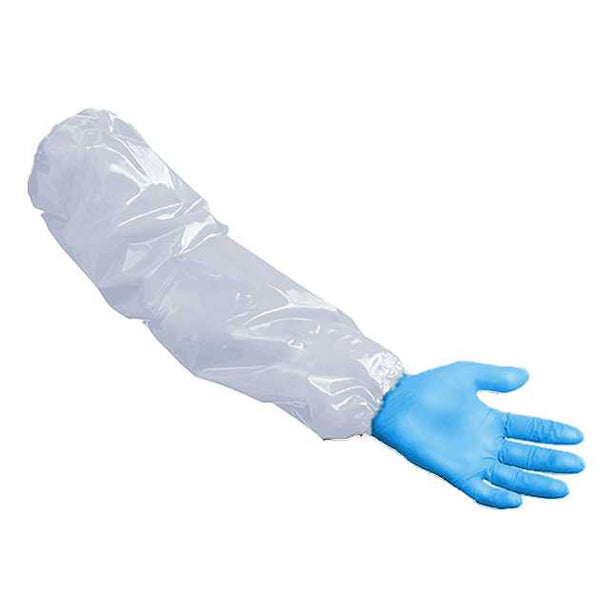RONCO CoverMe 18in polyurethane PU sleeve 5.5 mil, white, elasticized ends. From Canada Glove Supply BigCommerce CDN. Bi