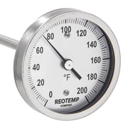 REOTEMP Super Duty Compost Thermometer with Fast Response Tip (A48FR family) - analog 3-inch dial + stainless steel stem