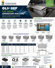 OlioSep Séparateurs Huile/Eau Type Garage — modèles, spécifications, fonctionnement, accessoires et options (FR)
