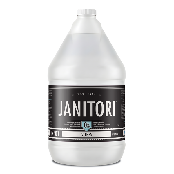 JANITORI Window Cleaner No.01 - Streak-free plant-based window cleaner spray bottle, Made in Canada