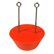 PK Safety Shopify CDN. Image 5 = clean white-bg studio shot of orange UltraTech Ultra-Drain Plug with two stainless eyeb