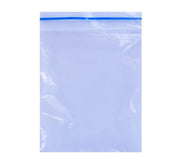 Vera Plastics manufacturer original (wp-content). Clear LDPE reclosable ziplock bag, blue zipper seal at top, clean whit