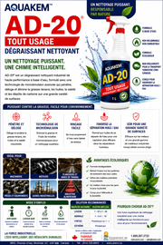 Brochure du dégraissant nettoyant tout usage AD-20 Red Label — caractéristiques, applications, mode d'emploi et dilution recommandée