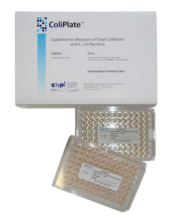 EBPI/biotoxicity.com (distributor for Bluewater Biosciences) BoxPlate image, 700x907 real px. Shows white ColiPlate kit 