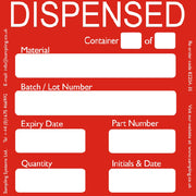 "Dispensed" Quality Control Labels