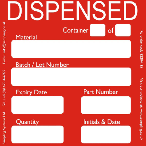 "Dispensed" Quality Control Labels