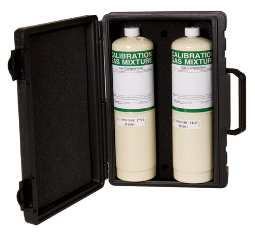 Norlab manufacturer accessories page (norlab-gas.com). Black hard-plastic 2-bottle carrying case holding two calibration