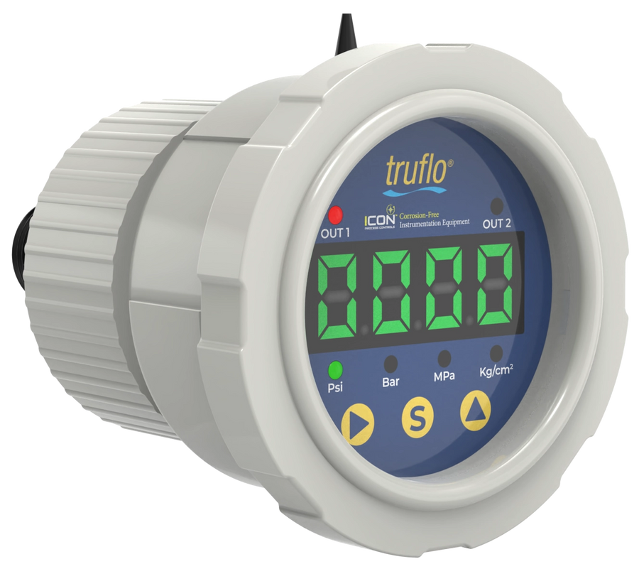Icon OBS-C-LE Center-Mount All-Plastic Pressure Gauge and Guard with LED Display