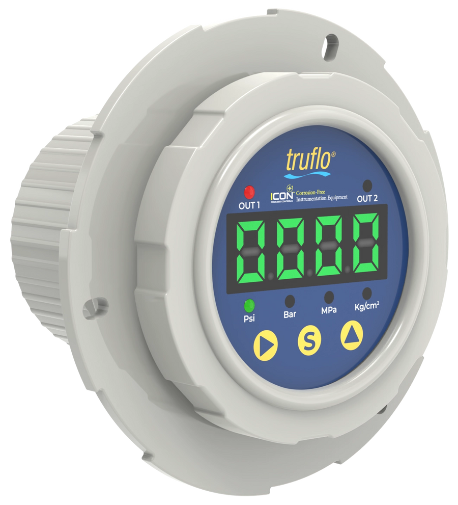 Icon OBS-P-LE Panel-Mount All-Plastic Pressure Gauge and Guard with LED Display