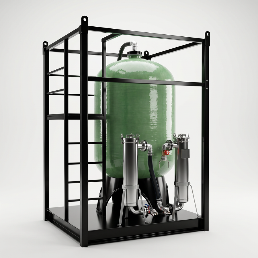 WATERPODS 45™ Cage Water Filtration System — studio render
