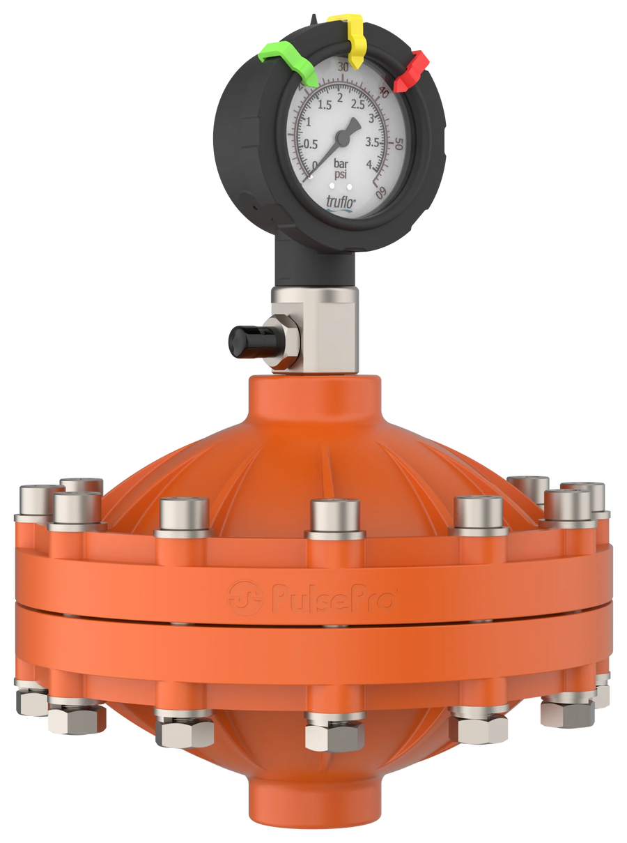 Icon PulsePro PF Gas-Filled Pulsation Dampener with Pressure Gauge