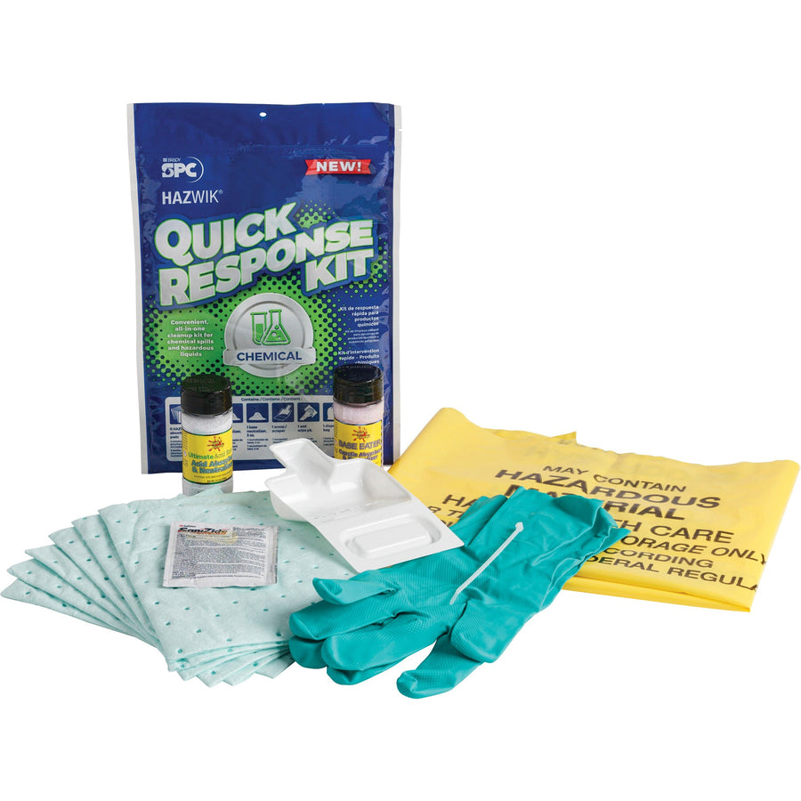 Brady Hazwik Quick Response Spill Kit for Chemical Spills, Hazmat, Bag, 0.33 US gal. Absorbancy