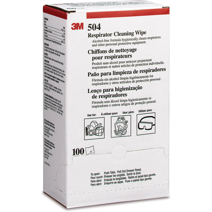 3M 504 Respirator Cleaning Wipes, Box of 100