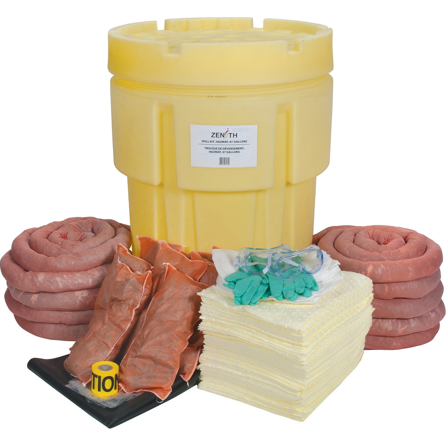 Zenith Premium Hazardous Materials Spill Kit, Hazmat, Drum, 95 US gal. Absorbancy
