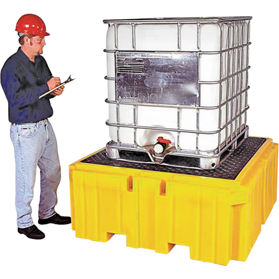 UltraTech IBC Spill Pallet Plus With Drain, 365 US gal. Spill Capacity, 62" x 62" x 28"