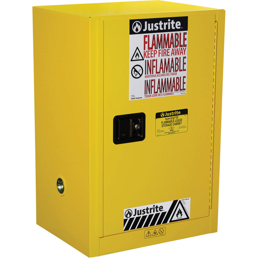 Justrite Sure-Grip EX Compac Flammable Safety Cabinet, 12 gal., 1 Door, 23.25" W x 35" H x 18" D