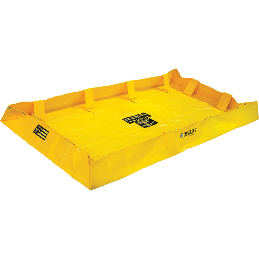 Justrite QuickBerm Lite Containment Berm, 159 gal. Capacity, 4' W x 8' L x 8" H, Snap-Up Bracket