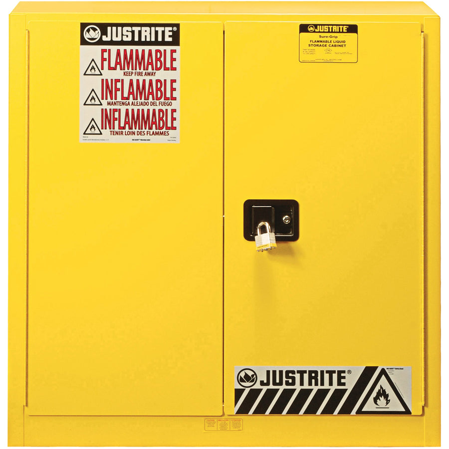 Justrite Sure-Grip EX Flammable Safety Cabinet, 30 gal., 2 Door, 36" W x 35" H x 24" D