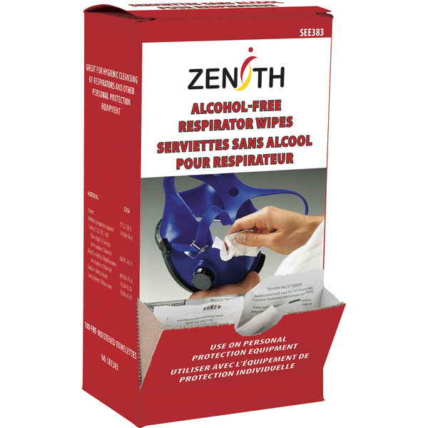 Zenith Respirators & PPE Cleaning Wipes, Wipes, Box of 100